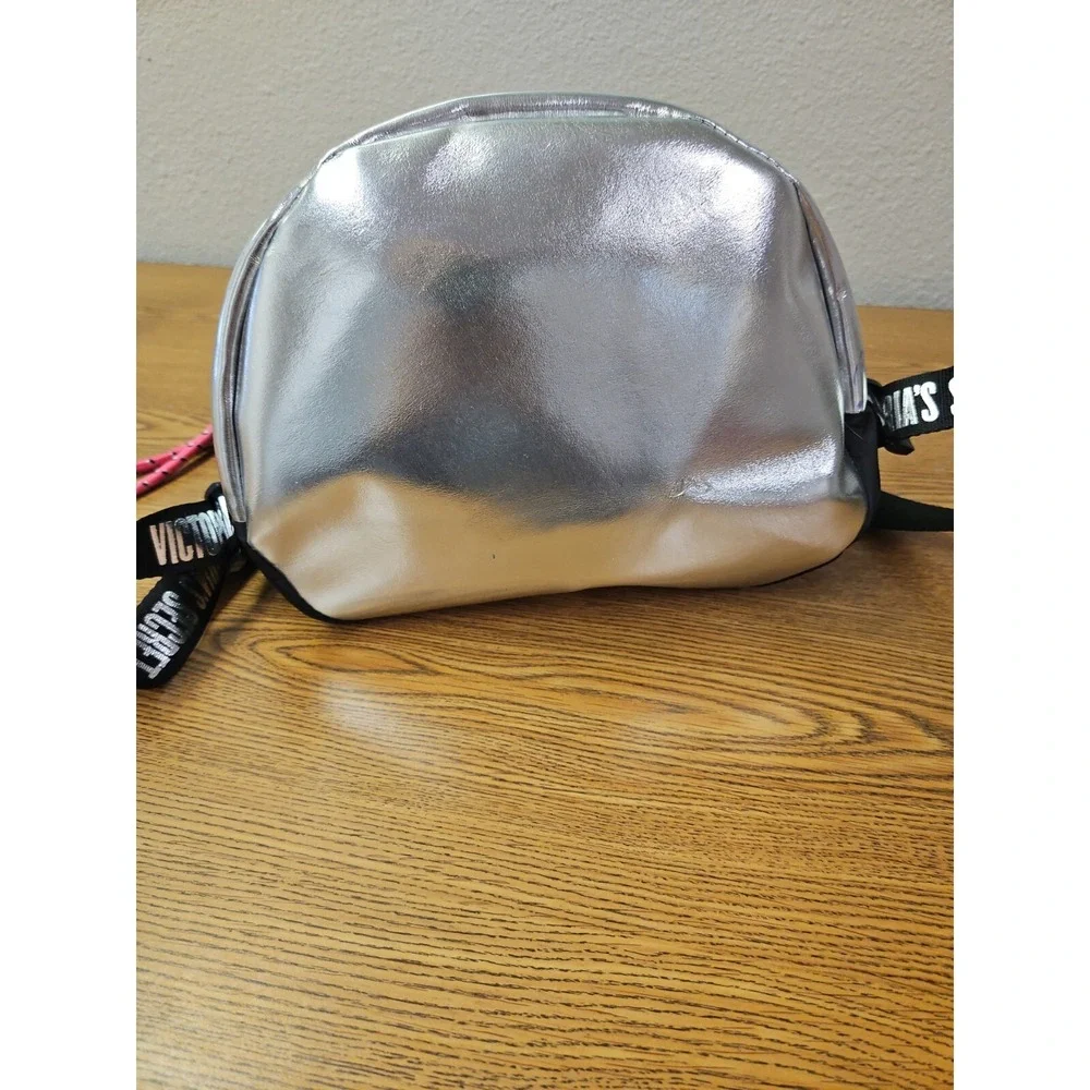 Victoria's Secret PINK Backpack‎ Gym PE Bag Black Silver  Large L 17